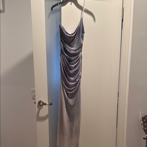 Zara purple Asymmetrical Ruched Midi Dress